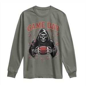 Funny Grim Reaper Dark Football Long Sleeve Shirt Game Day Fan Lifestyle TS12 Military Green Print Your Wear