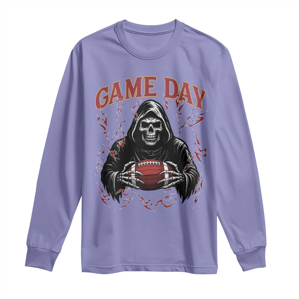 Funny Grim Reaper Dark Football Long Sleeve Shirt Game Day Fan Lifestyle TS12 Violet Print Your Wear