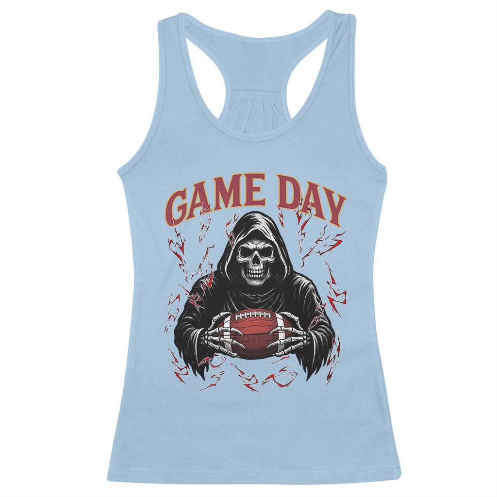 Funny Grim Reaper Dark Football Racerback Tank Top Game Day Fan Lifestyle TS12 Light Blue Print Your Wear