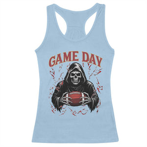 Funny Grim Reaper Dark Football Racerback Tank Top Game Day Fan Lifestyle TS12 Light Blue Print Your Wear