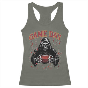 Funny Grim Reaper Dark Football Racerback Tank Top Game Day Fan Lifestyle TS12 Military Green Print Your Wear