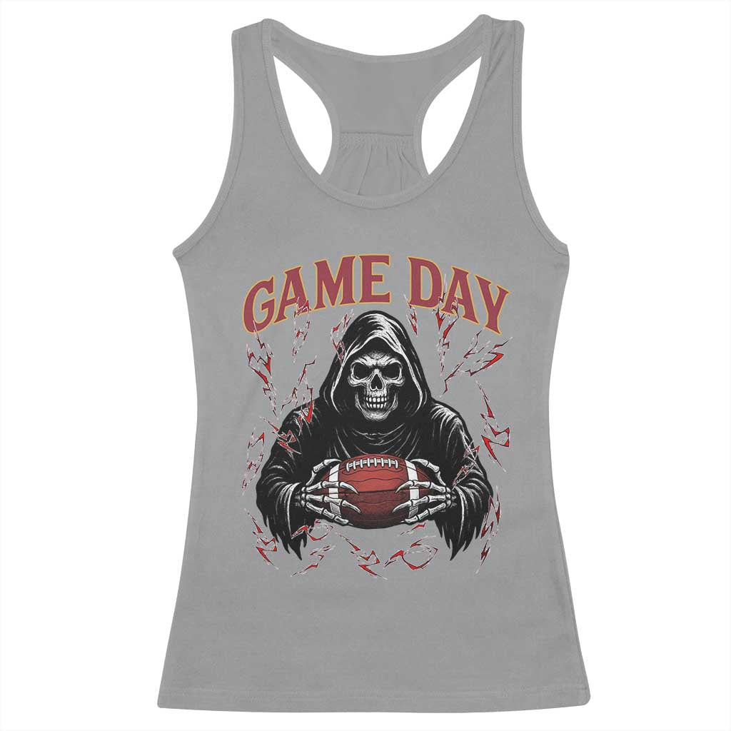 Funny Grim Reaper Dark Football Racerback Tank Top Game Day Fan Lifestyle TS12 Sport Gray Print Your Wear