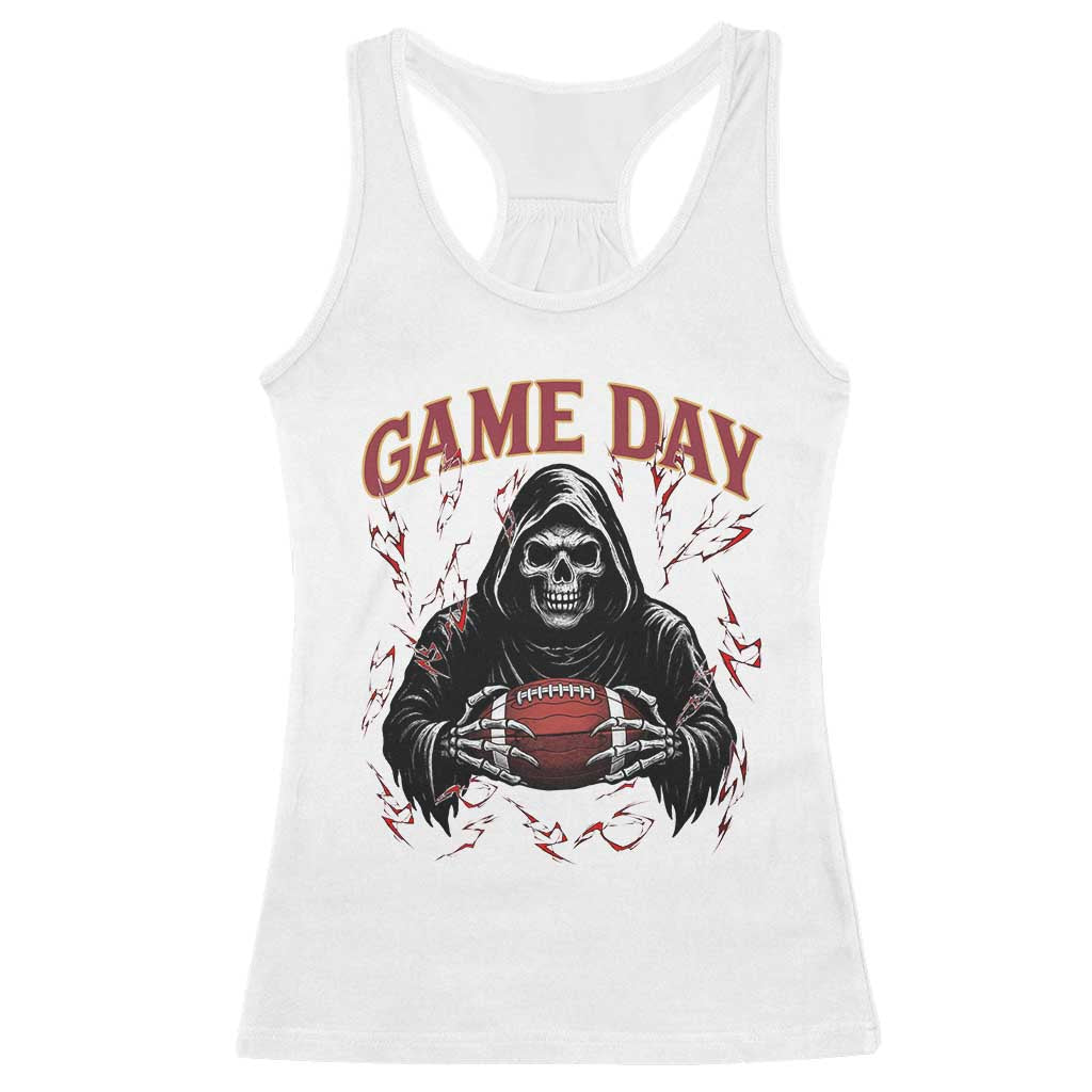 Funny Grim Reaper Dark Football Racerback Tank Top Game Day Fan Lifestyle TS12 White Print Your Wear