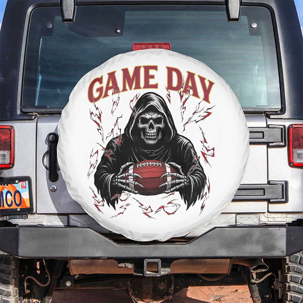 Funny Grim Reaper Dark Football Spare Tire Cover Game Day Fan Lifestyle TS12 No hole White Print Your Wear