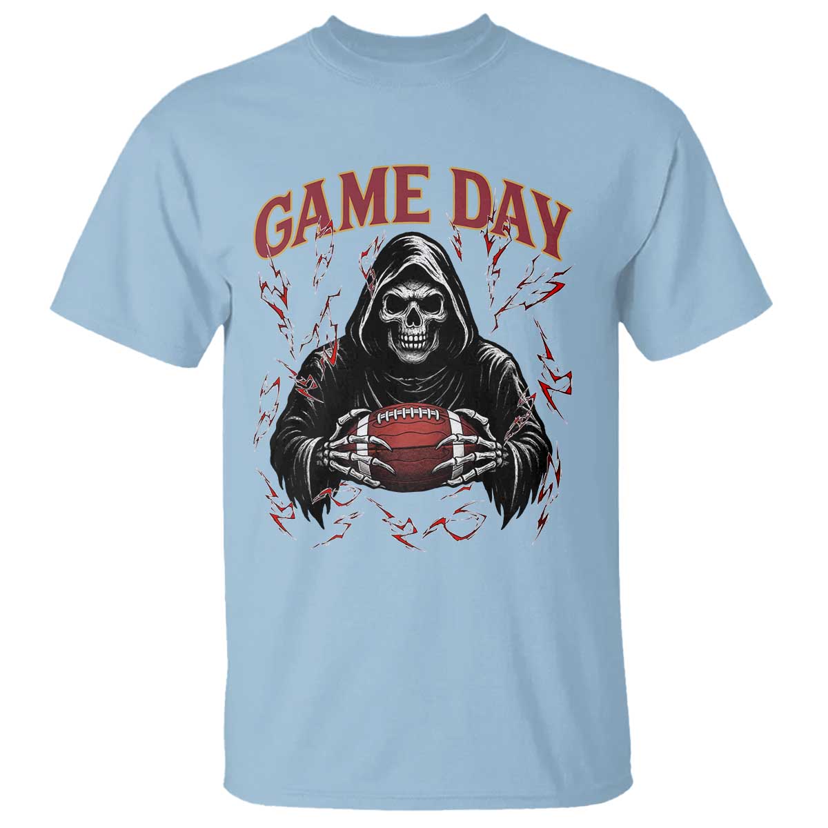 Funny Grim Reaper Dark Football T Shirt Game Day Fan Lifestyle TS12 Light Blue Print Your Wear