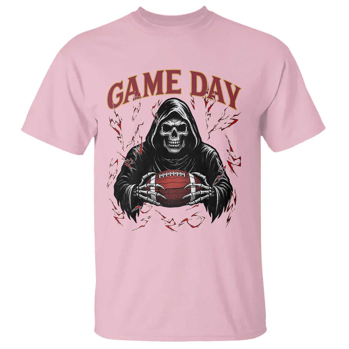 Funny Grim Reaper Dark Football T Shirt Game Day Fan Lifestyle TS12 Light Pink Print Your Wear