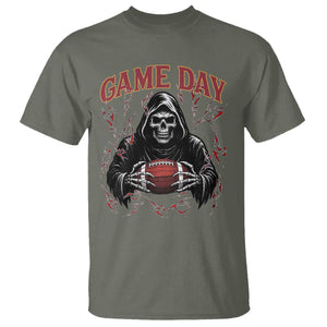 Funny Grim Reaper Dark Football T Shirt Game Day Fan Lifestyle TS12 Military Green Print Your Wear