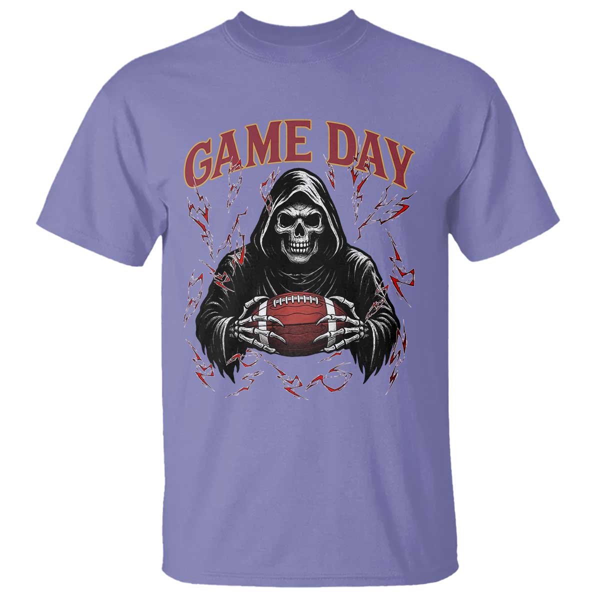 Funny Grim Reaper Dark Football T Shirt Game Day Fan Lifestyle TS12 Violet Print Your Wear