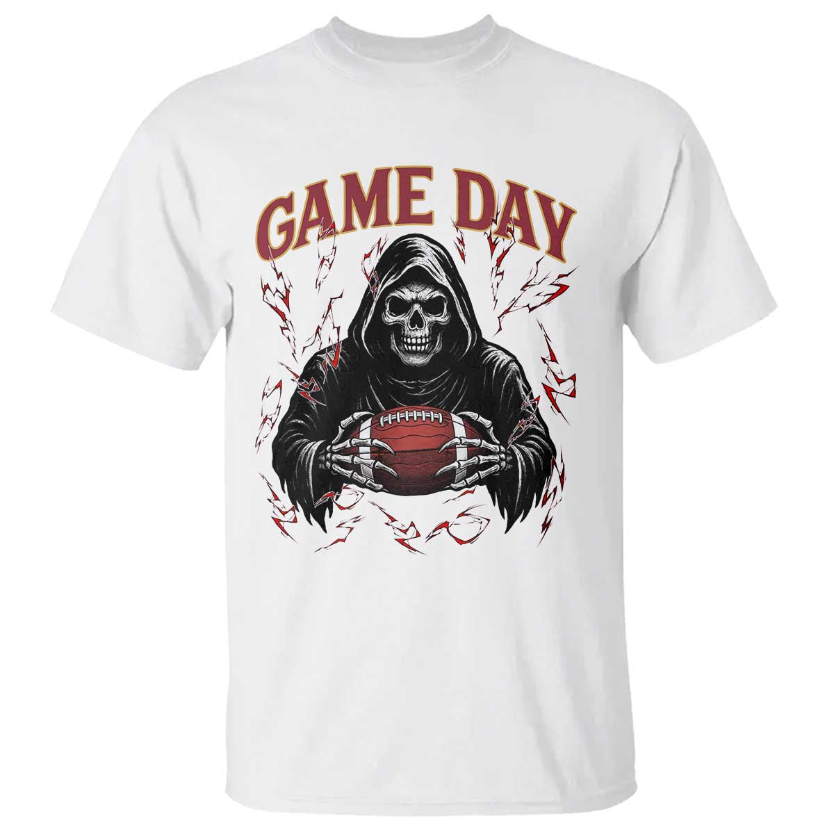 Funny Grim Reaper Dark Football T Shirt Game Day Fan Lifestyle TS12 White Print Your Wear