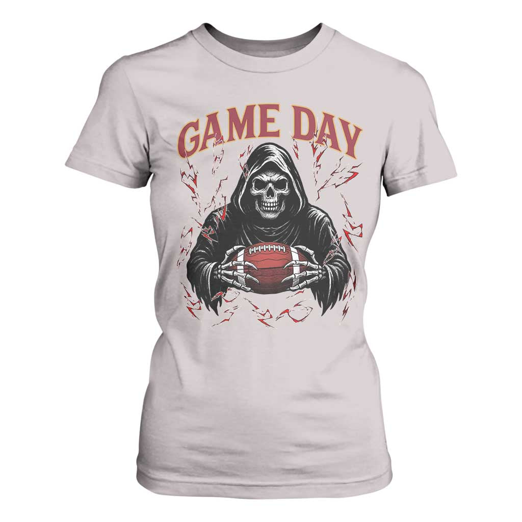 Funny Grim Reaper Dark Football T Shirt For Women Game Day Fan Lifestyle TS12 Ice Gray Print Your Wear
