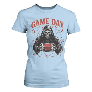 Funny Grim Reaper Dark Football T Shirt For Women Game Day Fan Lifestyle TS12 Light Blue Print Your Wear