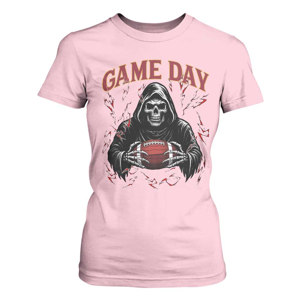 Funny Grim Reaper Dark Football T Shirt For Women Game Day Fan Lifestyle TS12 Light Pink Print Your Wear