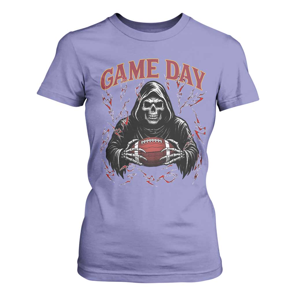 Funny Grim Reaper Dark Football T Shirt For Women Game Day Fan Lifestyle TS12 Violet Print Your Wear