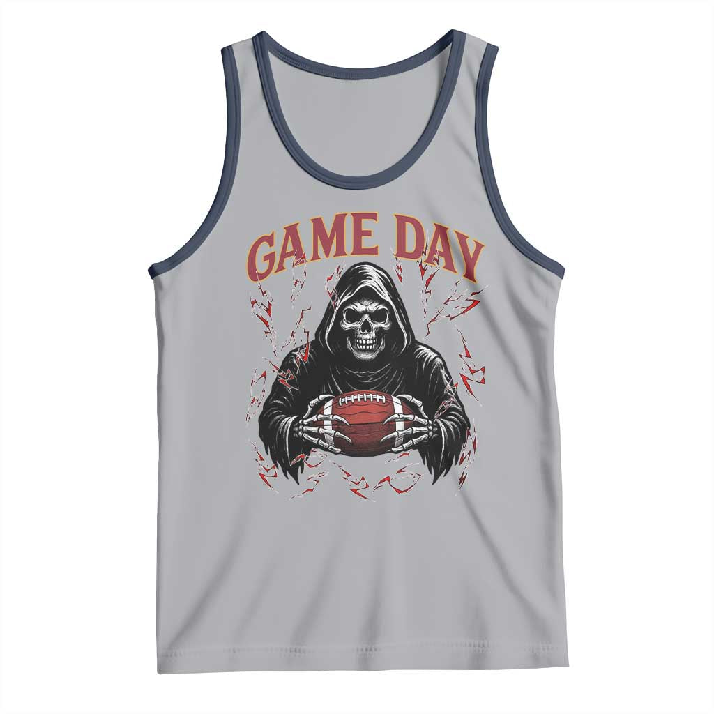Funny Grim Reaper Dark Football Tank Top Game Day Fan Lifestyle TS12 Athletic Heather Navy Print Your Wear