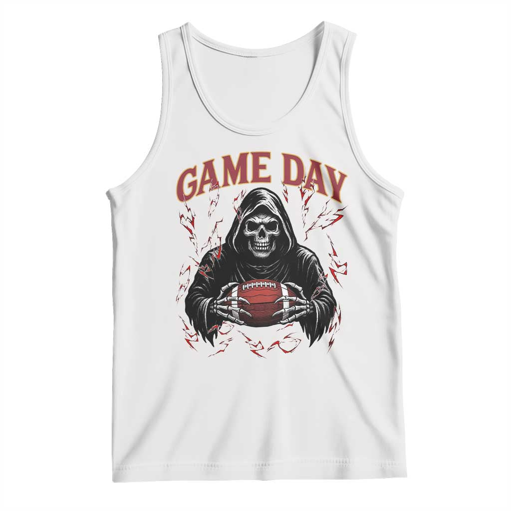 Funny Grim Reaper Dark Football Tank Top Game Day Fan Lifestyle TS12 White Print Your Wear