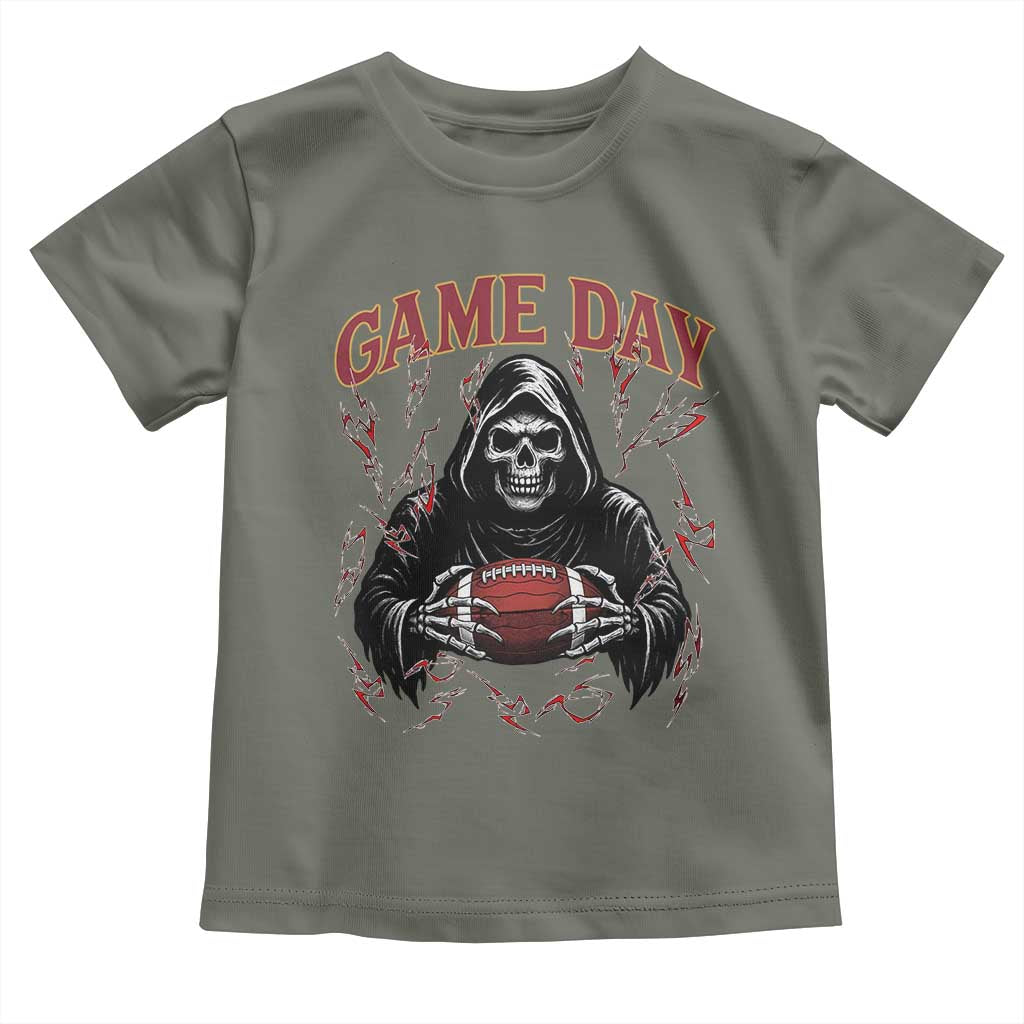 Funny Grim Reaper Dark Football Toddler T Shirt Game Day Fan Lifestyle TS12 Military Green Print Your Wear