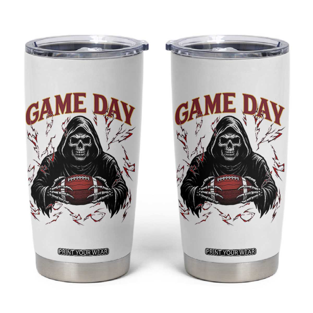 Funny Grim Reaper Dark Football Tumbler Cup Game Day Fan Lifestyle TS12 White Print Your Wear