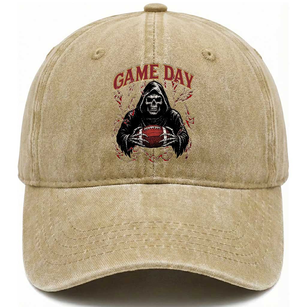 Funny Grim Reaper Dark Football Washed Cotton Baseball Cap Game Day Fan Lifestyle TS12 Print Your Wear