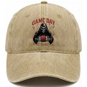 Funny Grim Reaper Dark Football Washed Cotton Baseball Cap Game Day Fan Lifestyle TS12 Print Your Wear
