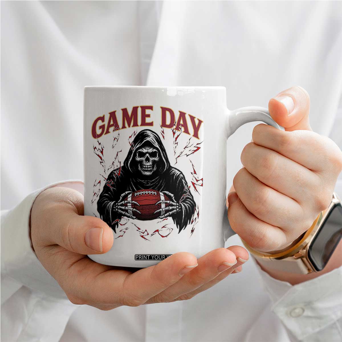 Funny Grim Reaper Dark Football Coffee Mug Game Day Fan Lifestyle TS12 Print Your Wear