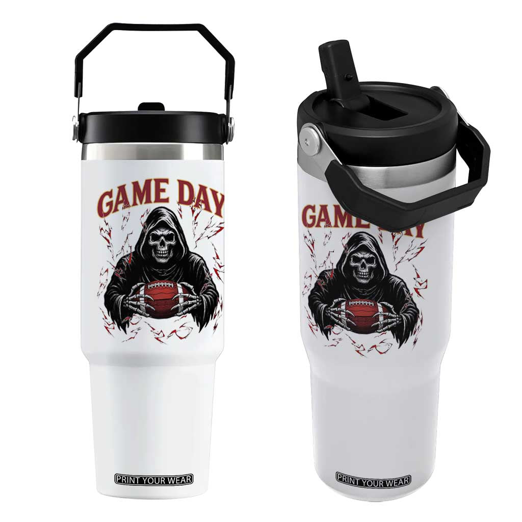 Funny Grim Reaper Dark Football Flip Straw Tumbler Game Day Fan Lifestyle TS12 One Size: 30 oz White Print Your Wear