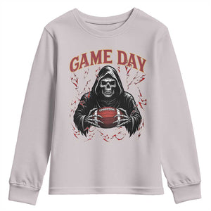 Funny Grim Reaper Dark Football Youth Sweatshirt Game Day Fan Lifestyle TS12 Ice Gray Print Your Wear