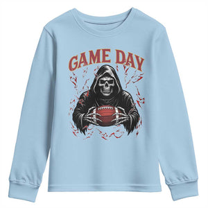 Funny Grim Reaper Dark Football Youth Sweatshirt Game Day Fan Lifestyle TS12 Light Blue Print Your Wear