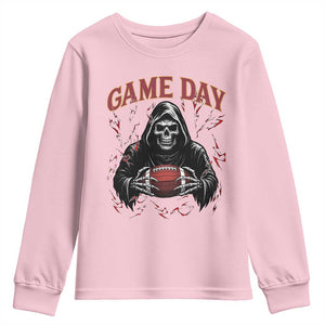Funny Grim Reaper Dark Football Youth Sweatshirt Game Day Fan Lifestyle TS12 Light Pink Print Your Wear