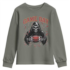 Funny Grim Reaper Dark Football Youth Sweatshirt Game Day Fan Lifestyle TS12 Military Green Print Your Wear