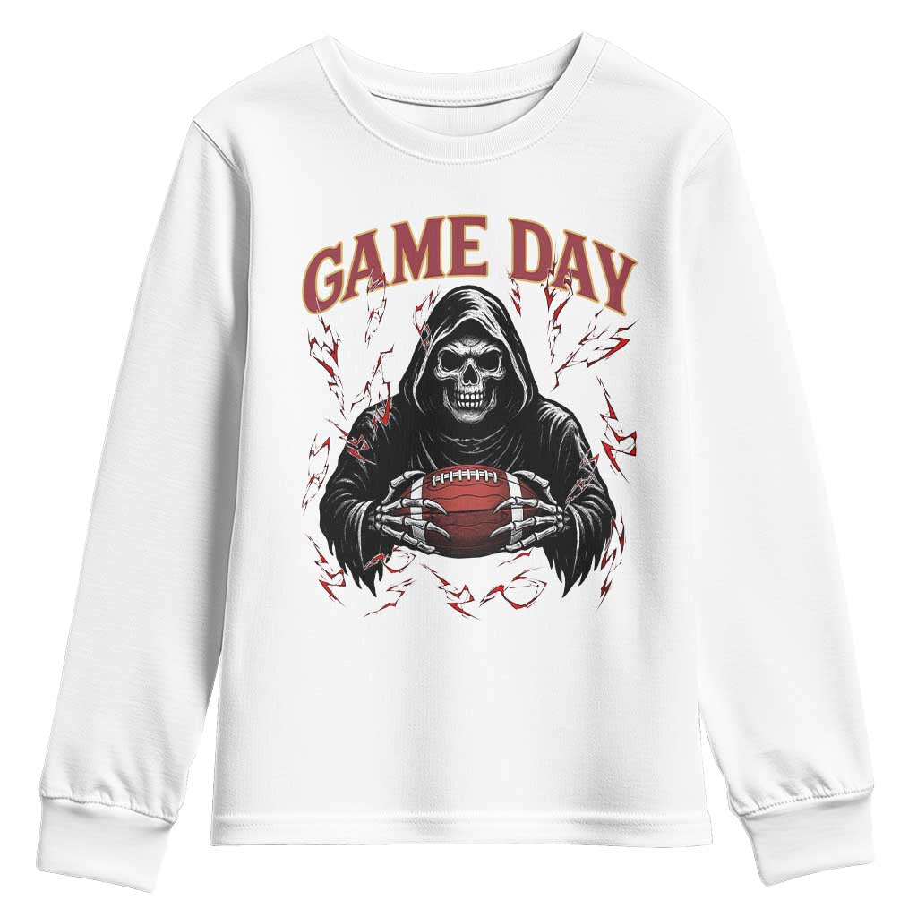 Funny Grim Reaper Dark Football Youth Sweatshirt Game Day Fan Lifestyle TS12 White Print Your Wear