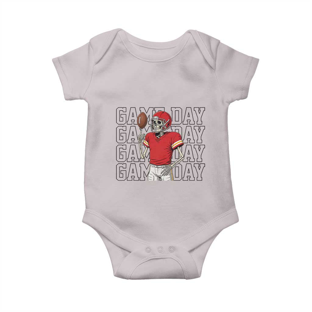 Funny Skeleton Dark Football Baby Onesie Sport Humor Gift TS12 Ice Gray Print Your Wear