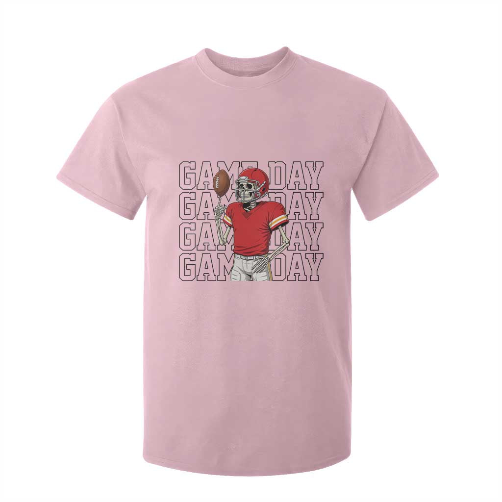 Funny Skeleton Dark Football T Shirt For Kid Sport Humor Gift TS12 Light Pink Print Your Wear