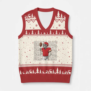 Funny Skeleton Dark Football V-Neck Knit Sweater Vest Sport Humor Gift TS12 Beige Red Print Your Wear