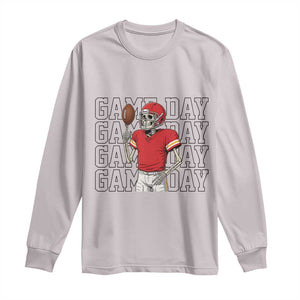 Funny Skeleton Dark Football Long Sleeve Shirt Sport Humor Gift TS12 Ice Gray Print Your Wear