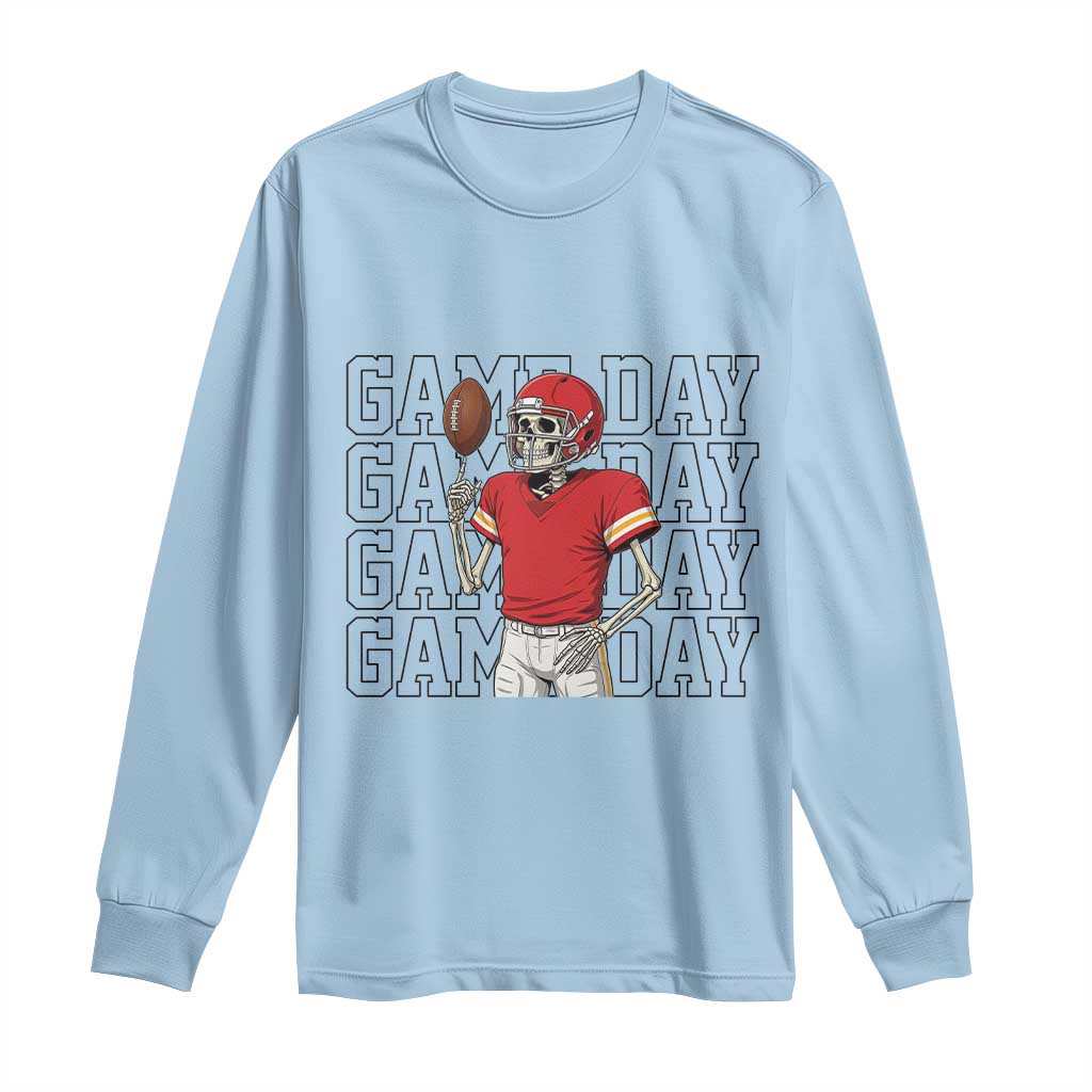 Funny Skeleton Dark Football Long Sleeve Shirt Sport Humor Gift TS12 Light Blue Print Your Wear