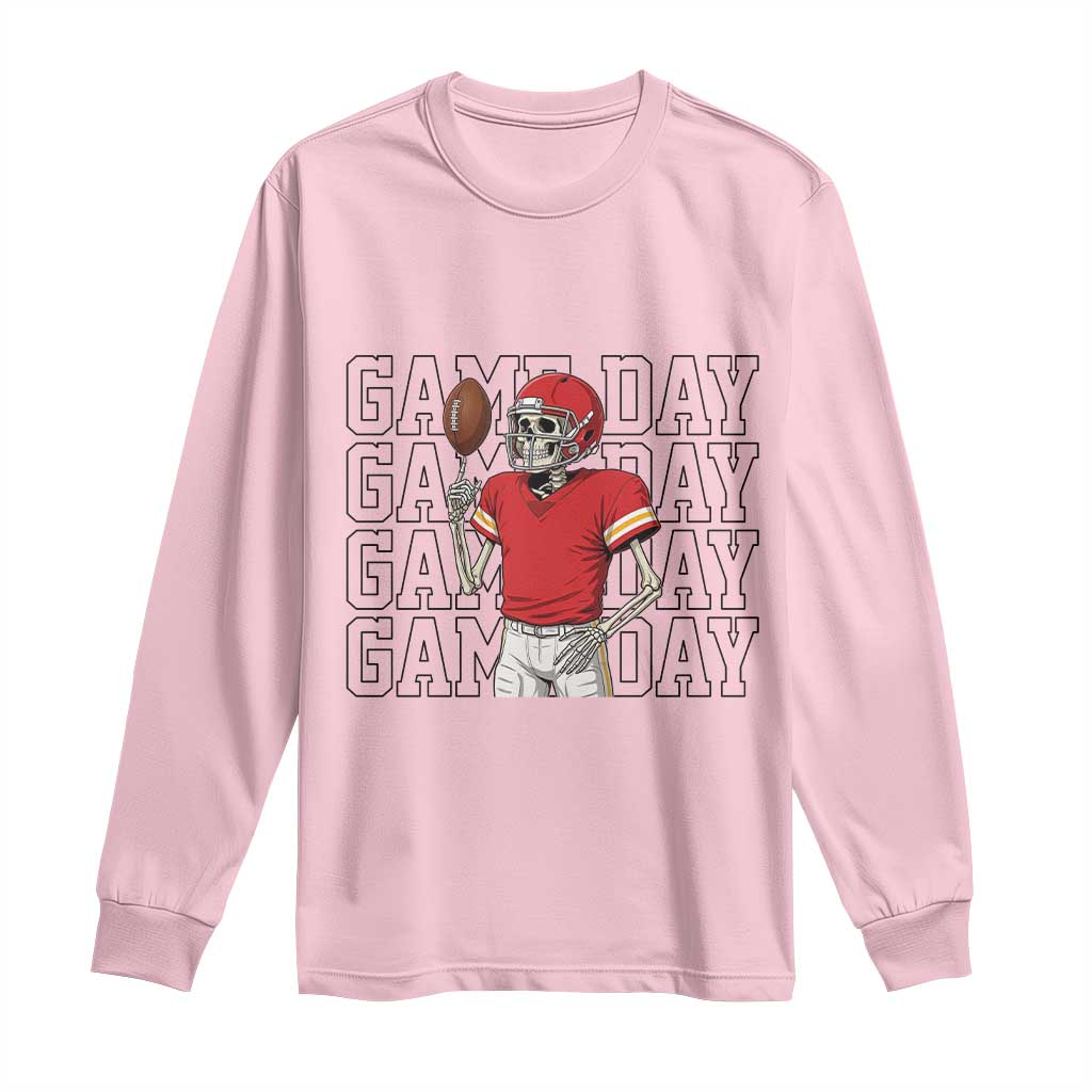 Funny Skeleton Dark Football Long Sleeve Shirt Sport Humor Gift TS12 Light Pink Print Your Wear