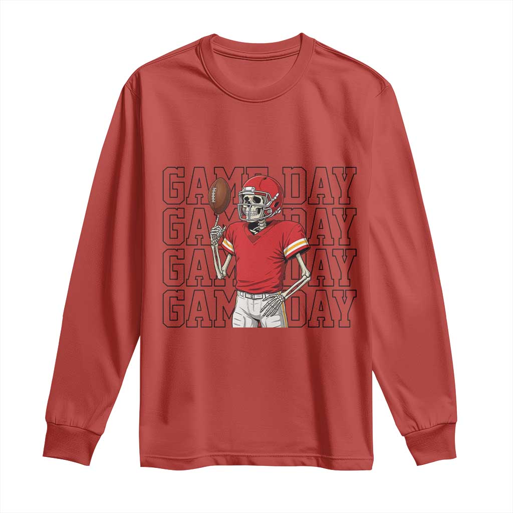 Funny Skeleton Dark Football Long Sleeve Shirt Sport Humor Gift TS12 Red Print Your Wear