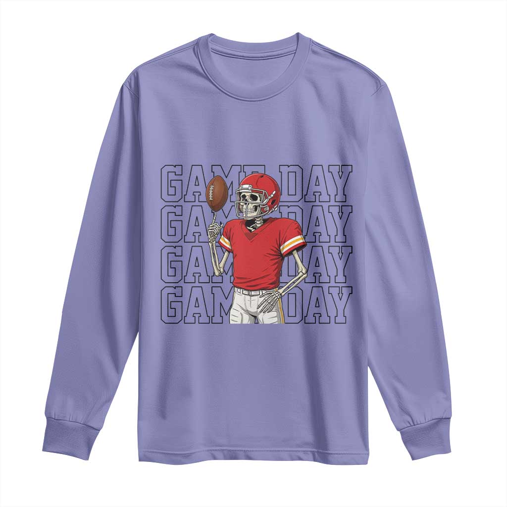 Funny Skeleton Dark Football Long Sleeve Shirt Sport Humor Gift TS12 Violet Print Your Wear
