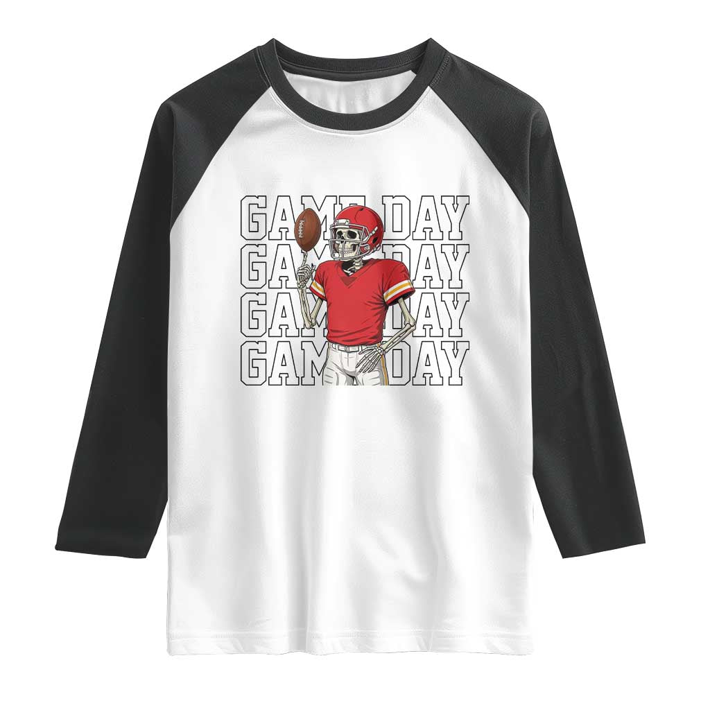 Funny Skeleton Dark Football Raglan Shirt Sport Humor Gift TS12 White Black Print Your Wear