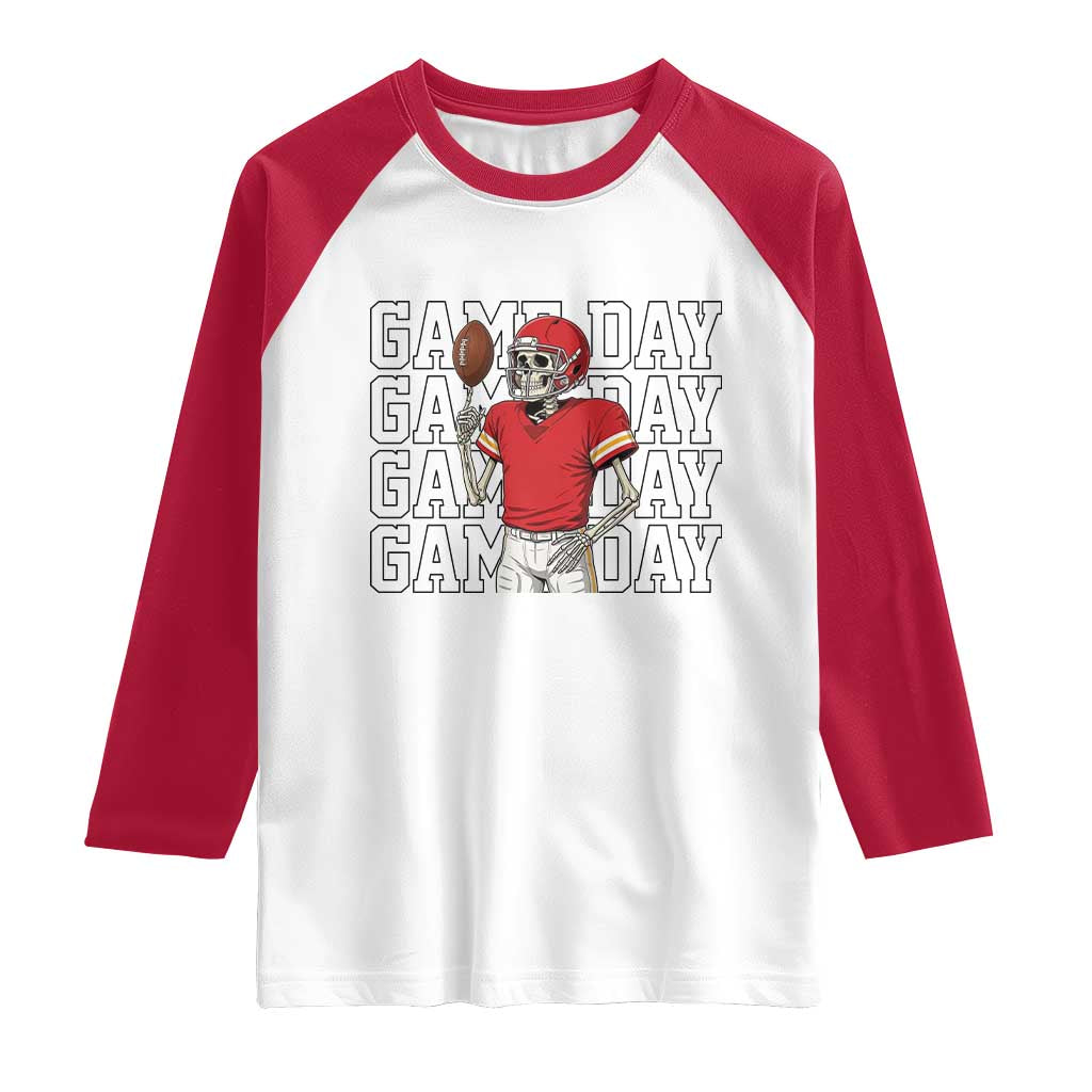 Funny Skeleton Dark Football Raglan Shirt Sport Humor Gift TS12 White Red Print Your Wear