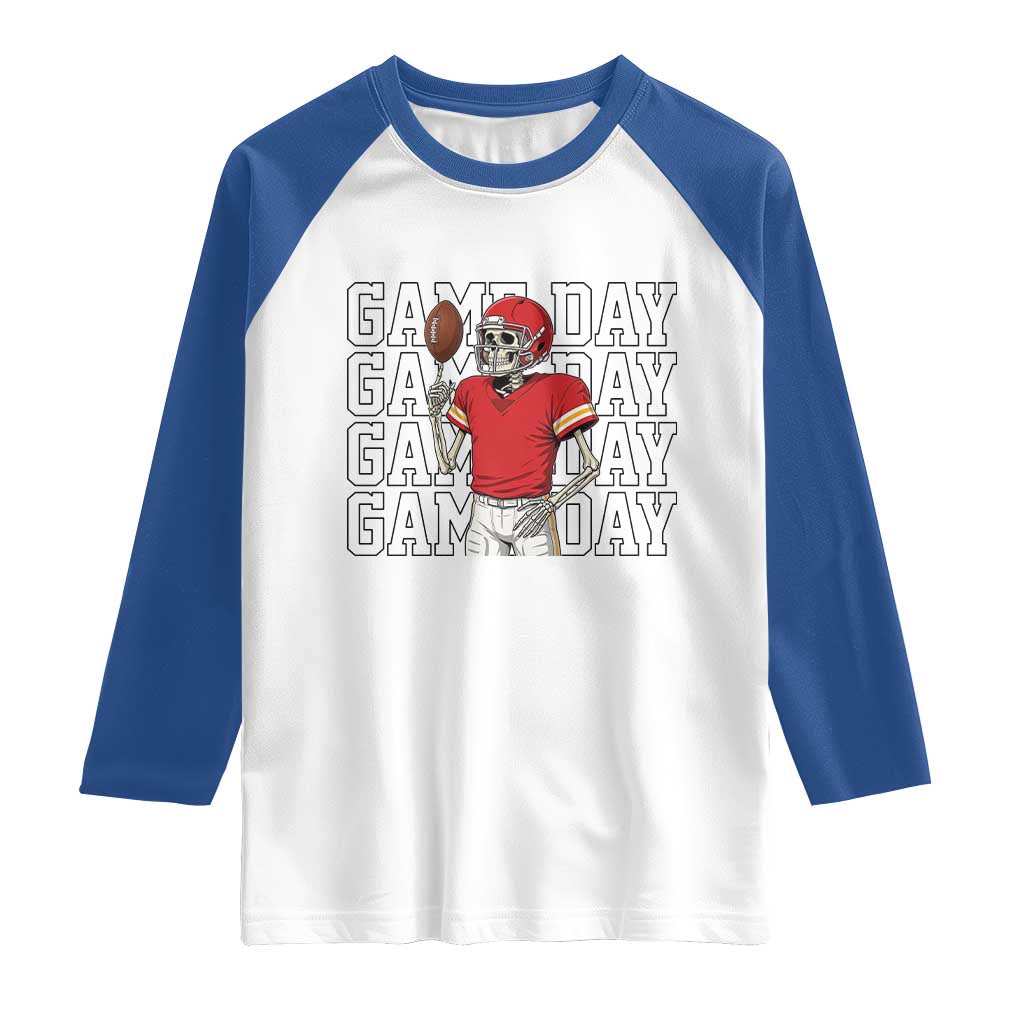 Funny Skeleton Dark Football Raglan Shirt Sport Humor Gift TS12 White Royal Print Your Wear