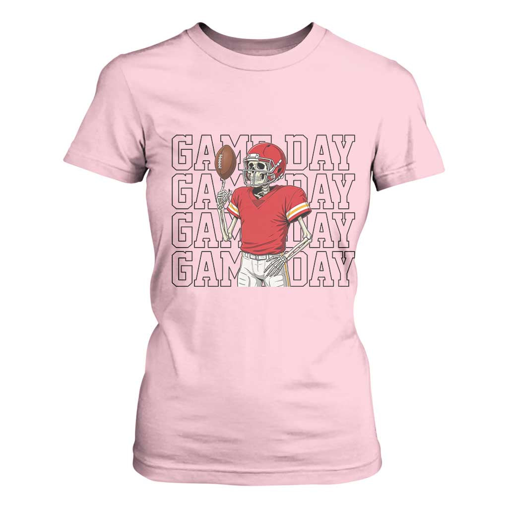 Funny Skeleton Dark Football T Shirt For Women Sport Humor Gift TS12 Light Pink Print Your Wear