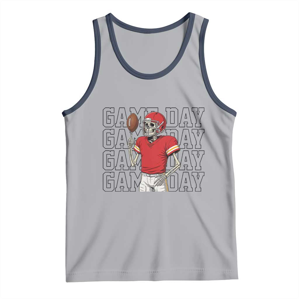 Funny Skeleton Dark Football Tank Top Sport Humor Gift TS12 Athletic Heather Navy Print Your Wear