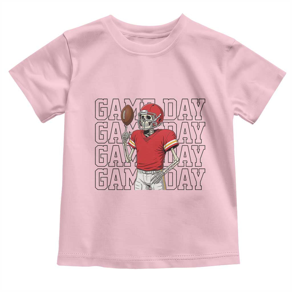 Funny Skeleton Dark Football Toddler T Shirt Sport Humor Gift TS12 Light Pink Print Your Wear