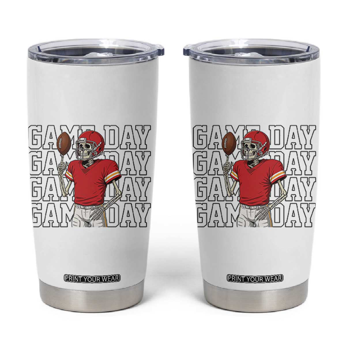 Funny Skeleton Dark Football Tumbler Cup Sport Humor Gift TS12 White Print Your Wear