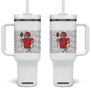 Funny Skeleton Dark Football Tumbler With Handle Sport Humor Gift TS12 One Size: 40 oz White Print Your Wear