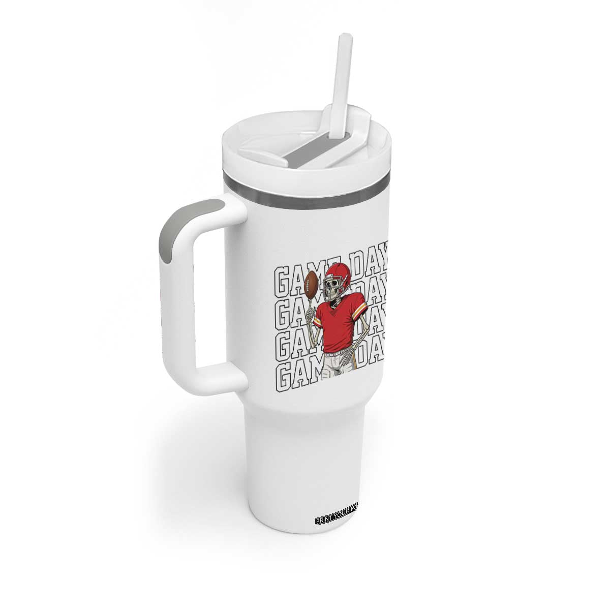 Funny Skeleton Dark Football Tumbler With Handle Sport Humor Gift TS12 Print Your Wear