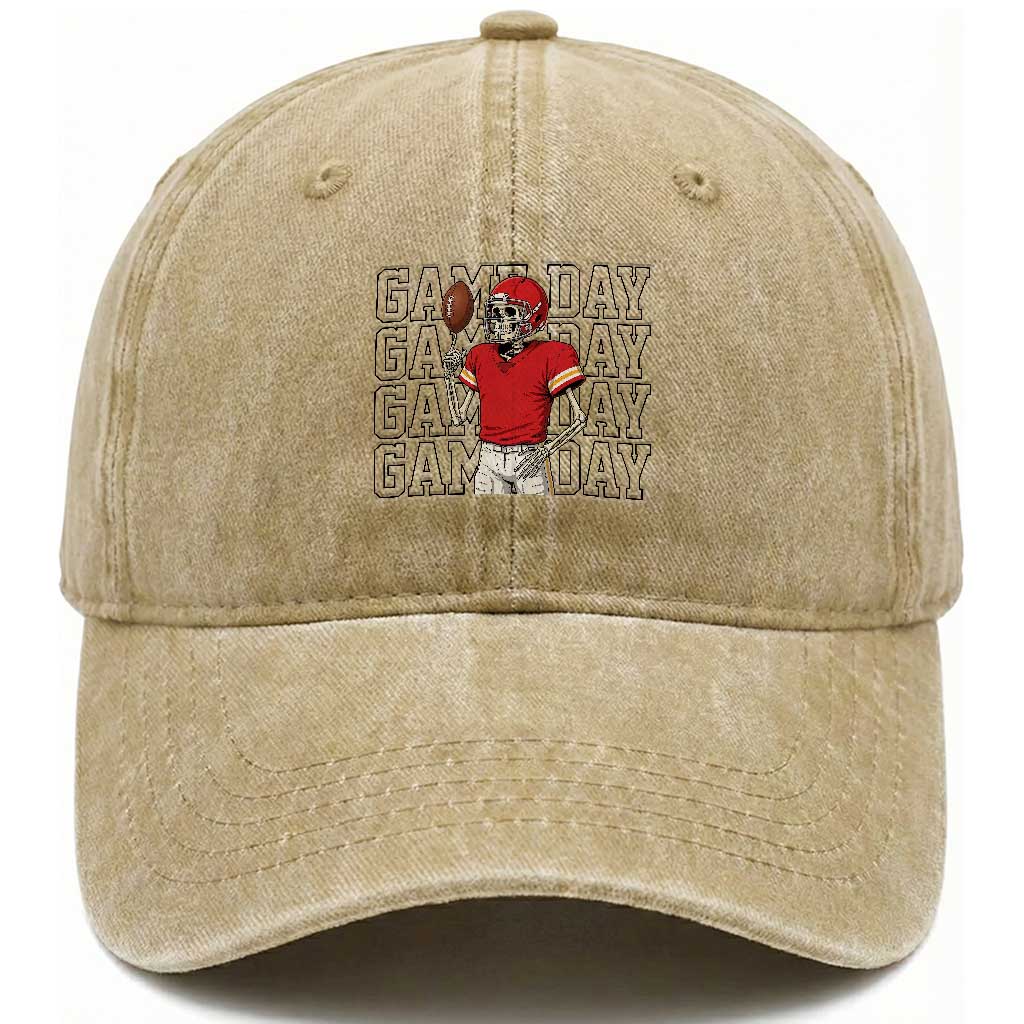 Funny Skeleton Dark Football Washed Cotton Baseball Cap Sport Humor Gift TS12 Print Your Wear