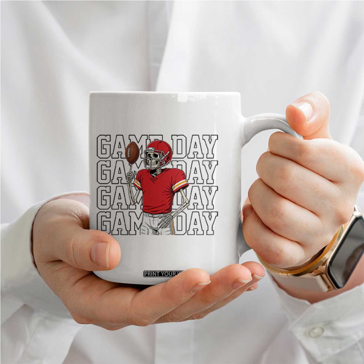 Funny Skeleton Dark Football Coffee Mug Sport Humor Gift TS12 Print Your Wear
