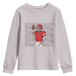 Funny Skeleton Dark Football Youth Sweatshirt Sport Humor Gift TS12 Ice Gray Print Your Wear